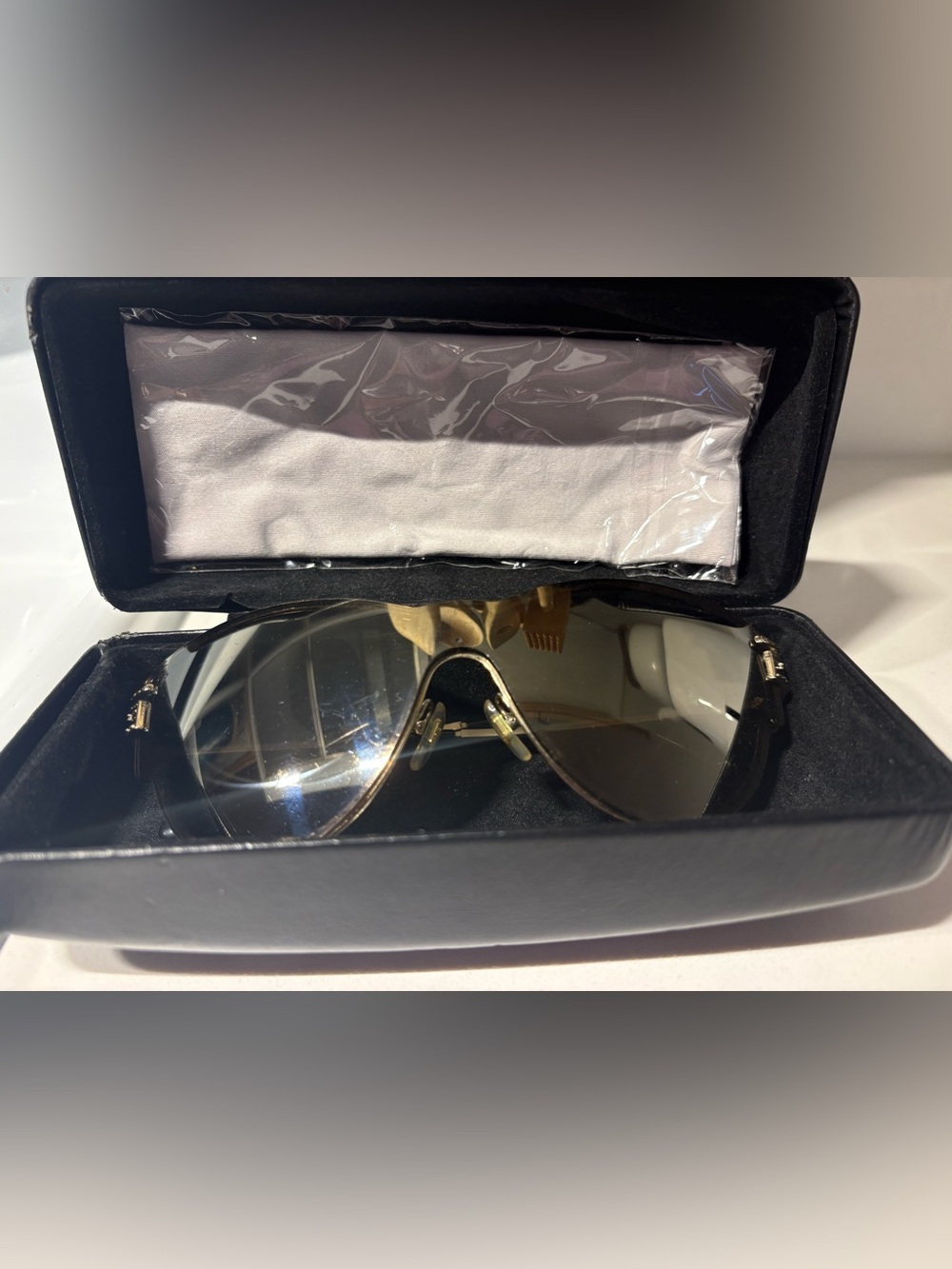 Versace Silver Tone Logo Eyewear Arm